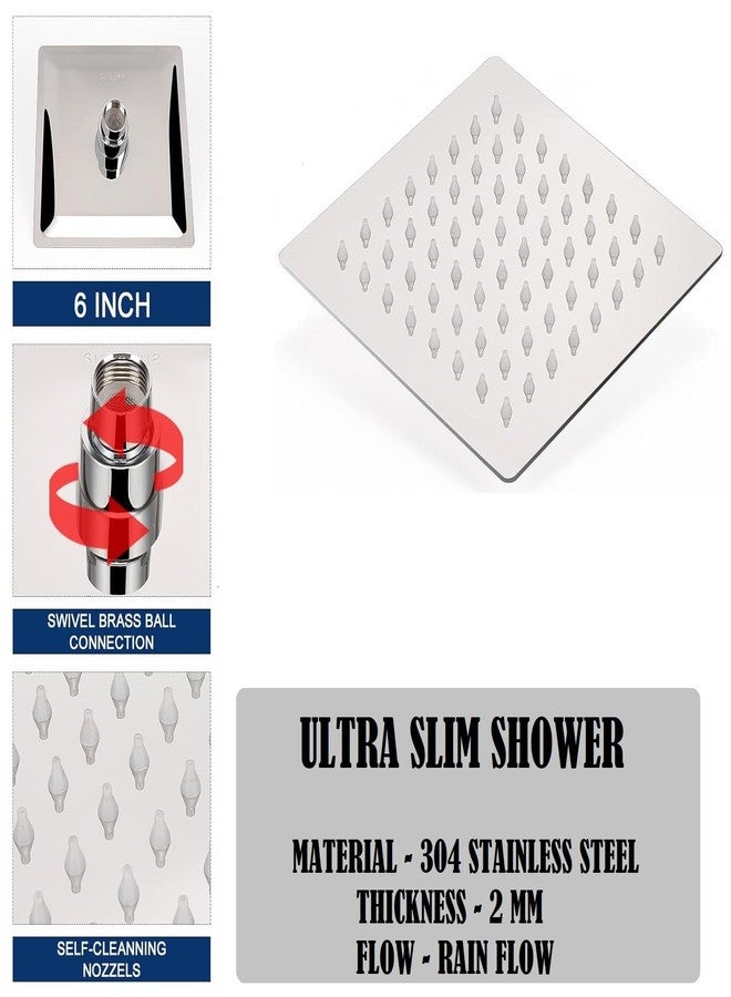 JAGGER رأس دش مطري JAGGER JAG216، رأس دش مطري مربع من الفولاذ المقاوم للصدأ عالي التدفق، تجربة استحمام رائعة حتى مع تدفق المياه المنخفض (فضي [تشطيب كروم]) (6 بوصة × 6 بوصة [مربع]) - Image 2